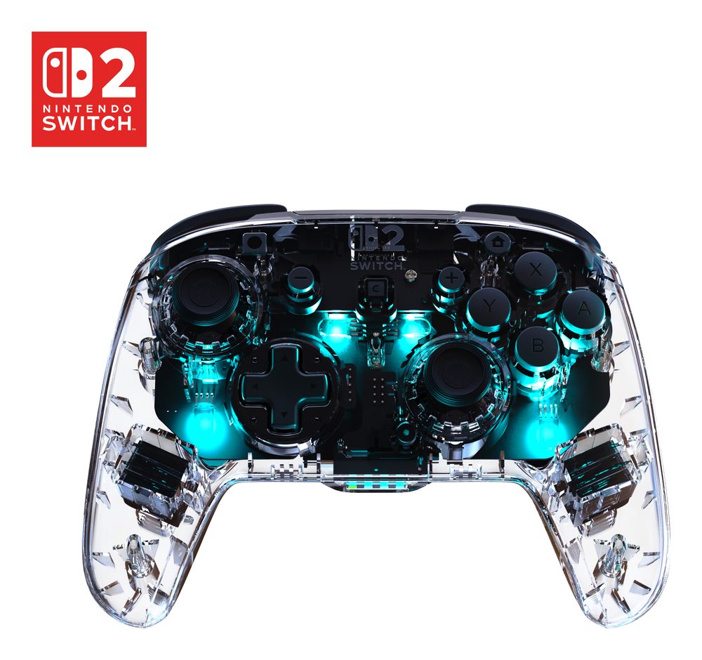 Turtle Beach Afterglow Clear Wireless RGB Gaming Controller. Officially licensed for Nintendo Switch 2